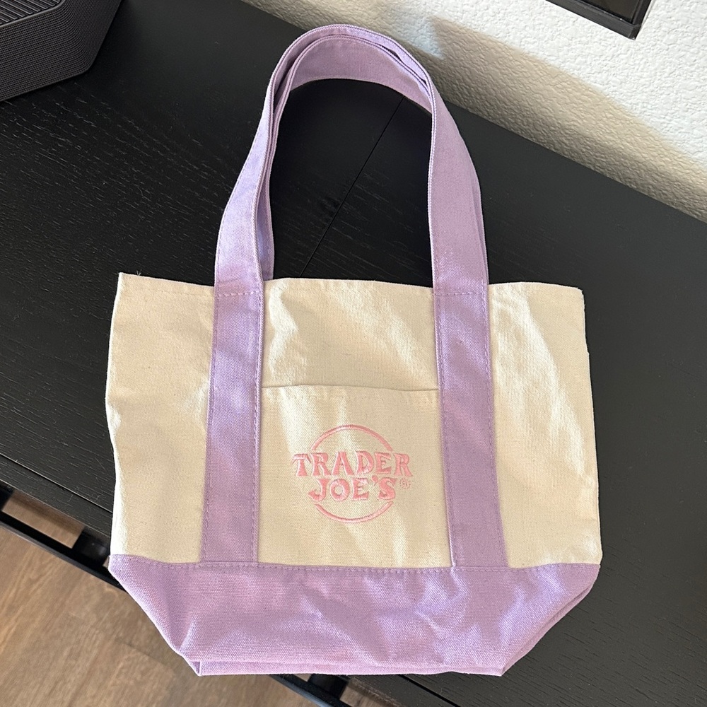 Trader Joe's Lavender & Cream Canvas Tote